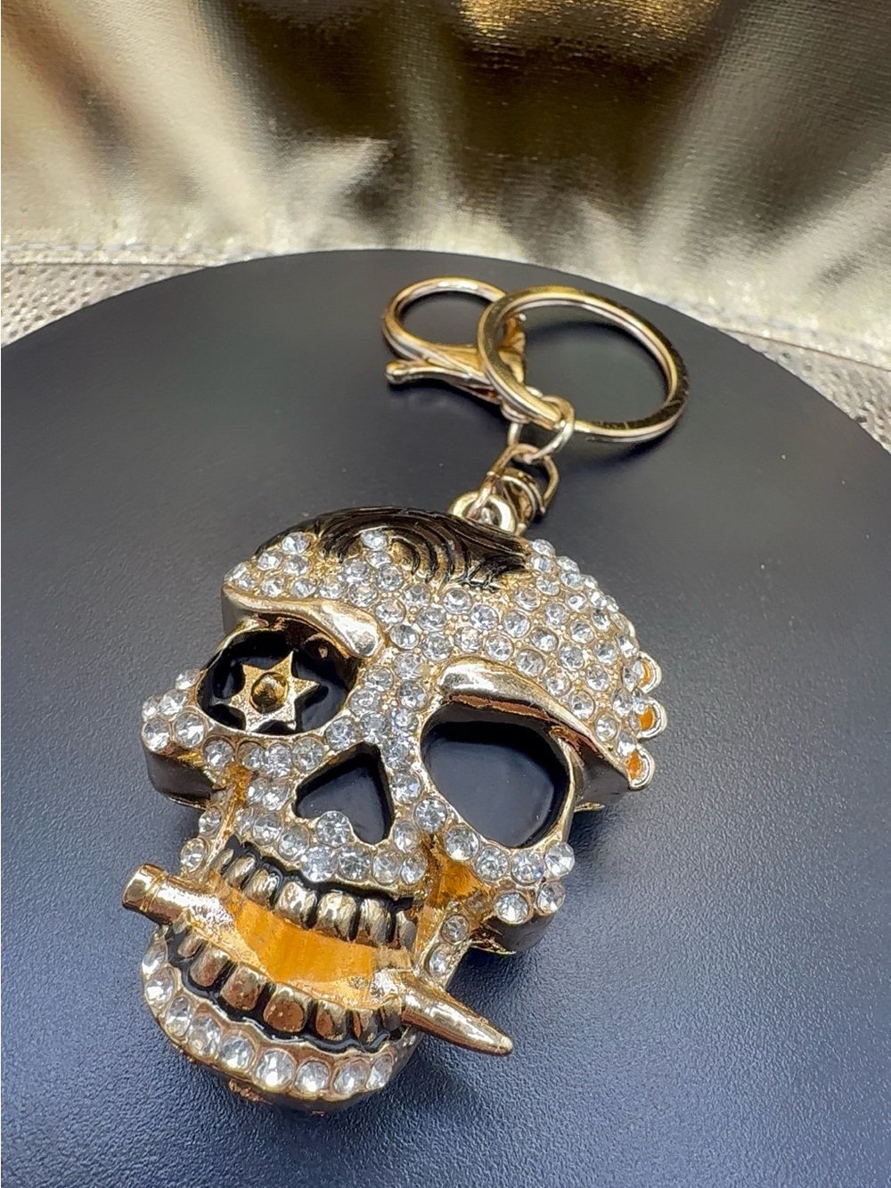 Gold Crystal Skull Keychain - Women Accessories